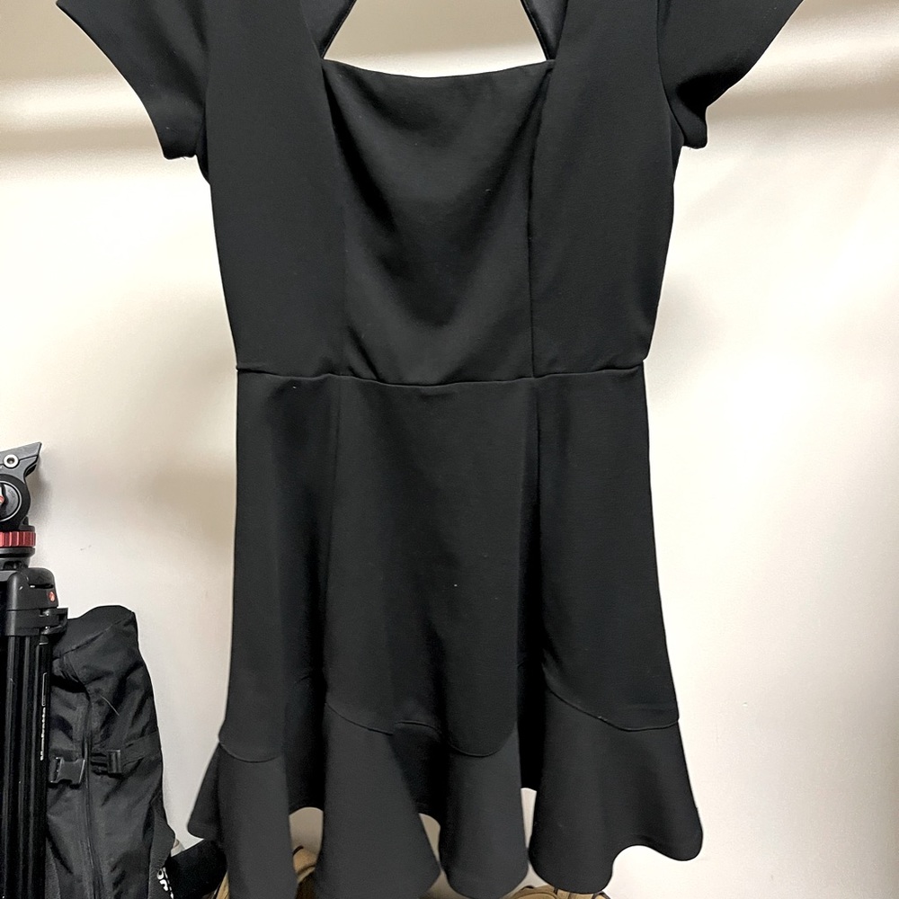 Black Mini Dress with open back panel